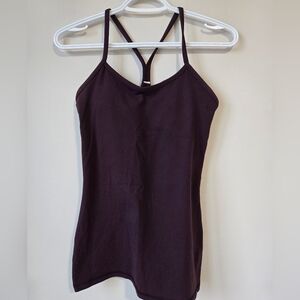 Lululemon Athletica Dark Purple Power Y Tank Top With Removable Inserts